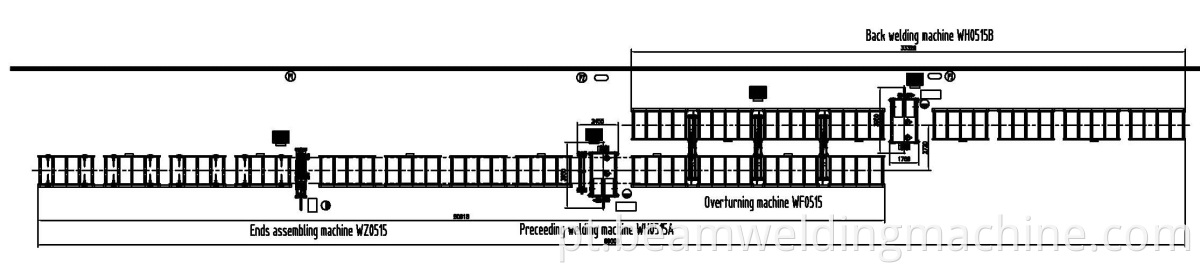 Horizontal line layout drawing (double welders)